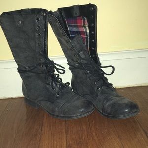 Charcoal gray combat boots